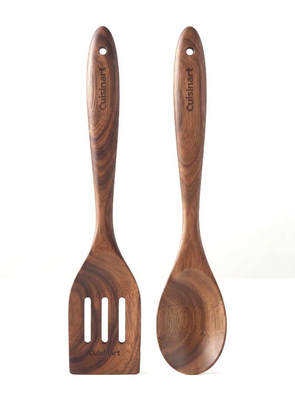 Cuisinart Natural Wood Spoon & Slotted Spatula Kitchen Utensil Set 12" 2 Piece